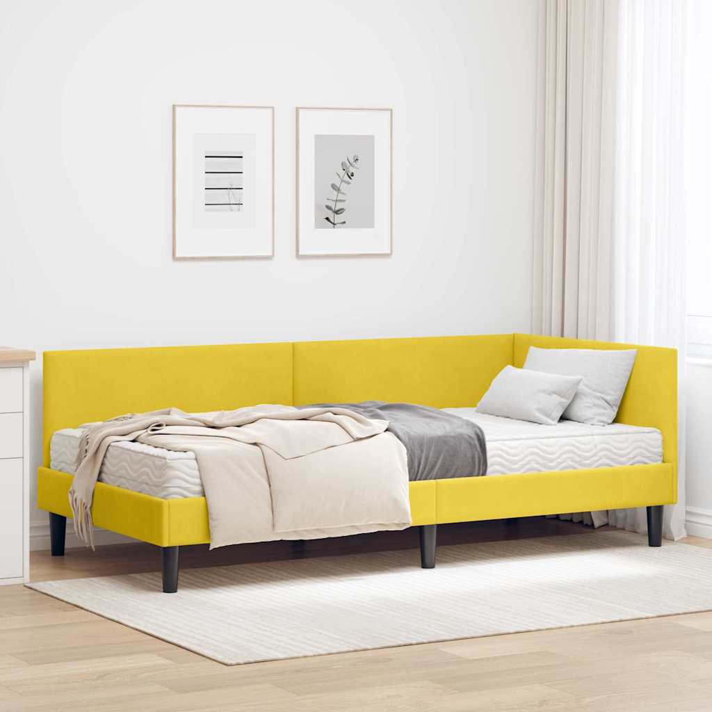 vidaXL Κρεβάτι γωνίας με στρώμα Άλλο με κεφαλάρι 2 pcs Κίτρινο Βελούδο