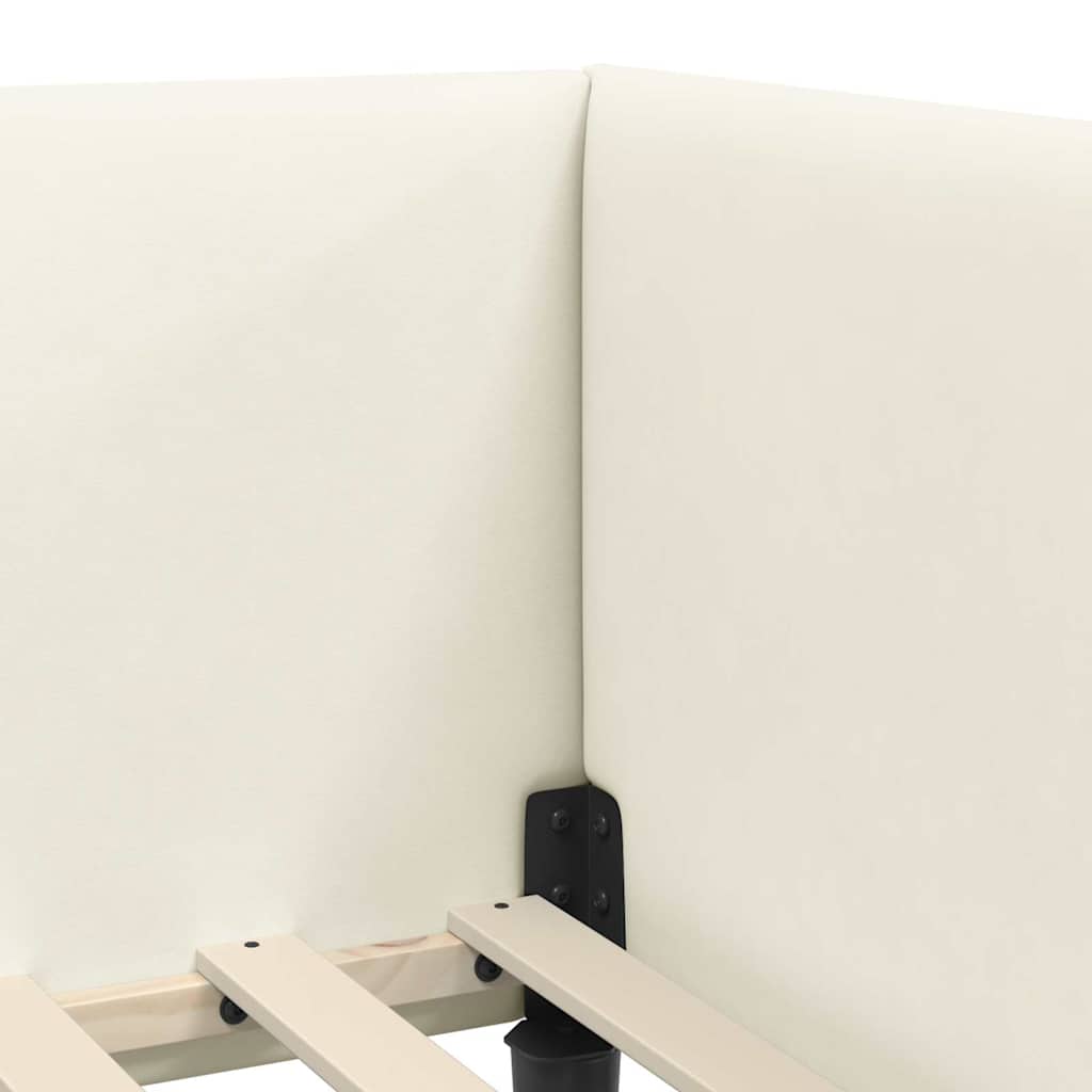 vidaXL Κρεβάτι γωνίας με στρώμα Άλλο με κεφαλάρι 2 pcs Κρεμ Βελούδο
