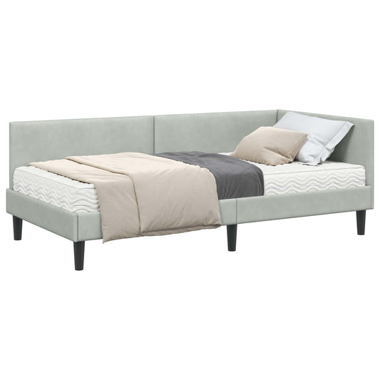 vidaXL Κρεβάτι γωνίας με στρώμα Άλλο 2 pcs Ανοιχτό γκρι Βελούδο