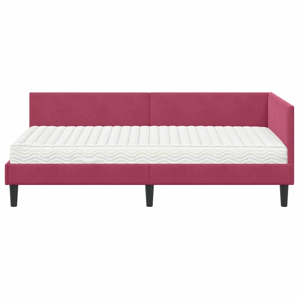 vidaXL Κρεβάτι γωνίας με στρώμα Άλλο με κεφαλάρι 2 pcs Πράσινο Βελούδο