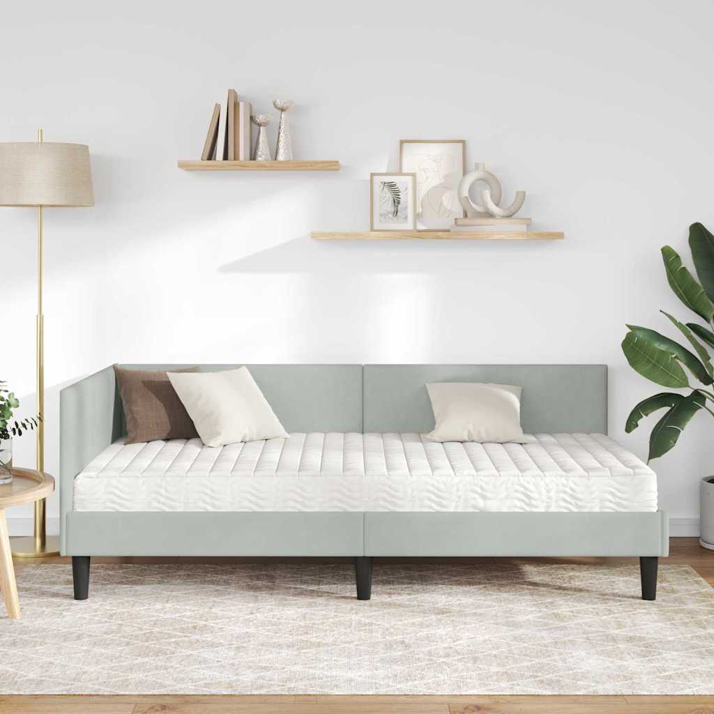 vidaXL Κρεβάτι γωνίας με στρώμα Άλλο 2 pcs Ανοιχτό γκρι Βελούδο