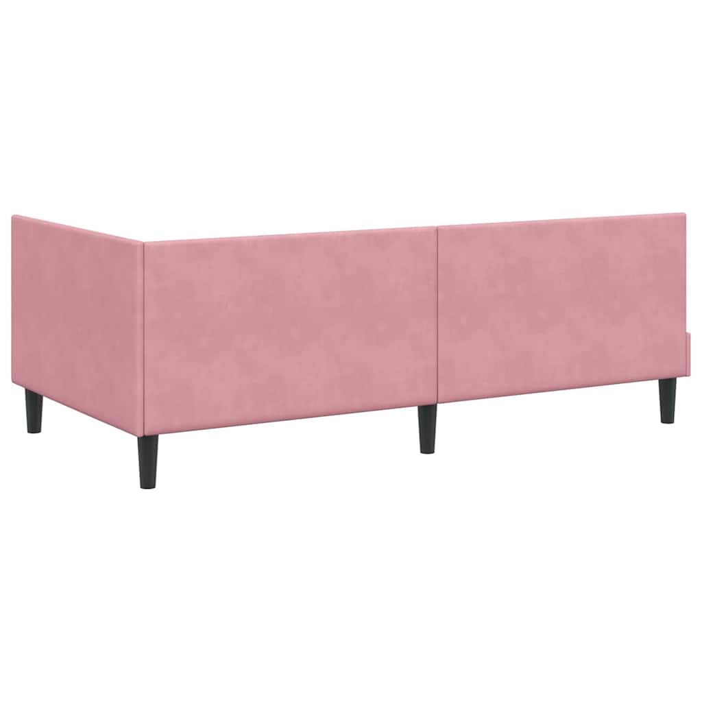 vidaXL Κρεβάτι γωνίας με στρώμα 2 τμχ. Ροζ 90 x 200 cm Βελούδο