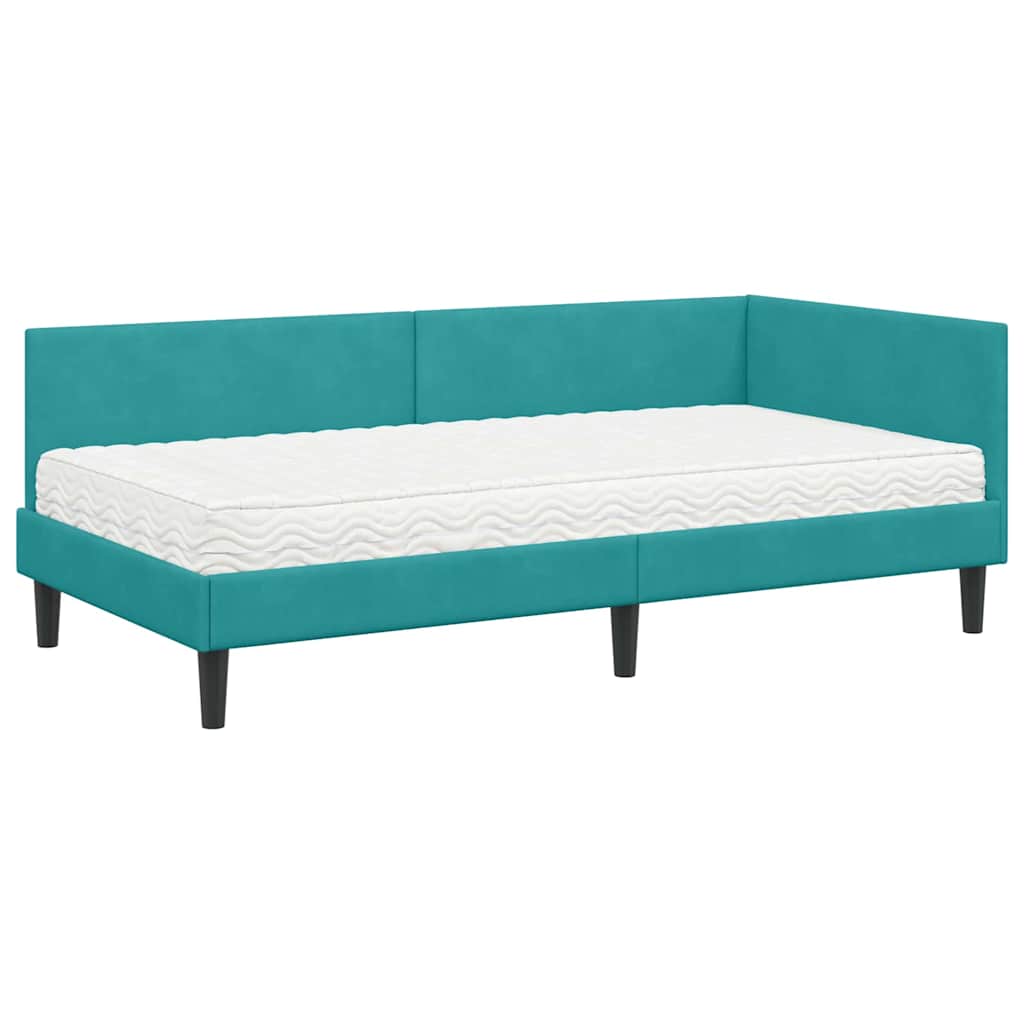 vidaXL Κρεβάτι γωνίας με στρώμα Άλλο 2 pcs Τιρκουάζ Βελούδο