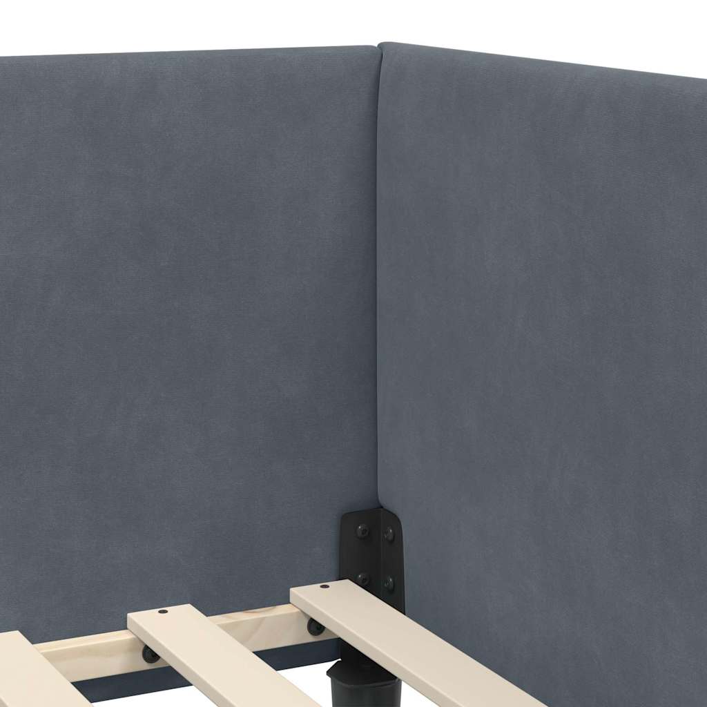vidaXL Κρεβάτι γωνίας με στρώμα Άλλο με κεφαλάρι 2 pcs Γκρι Βελούδο