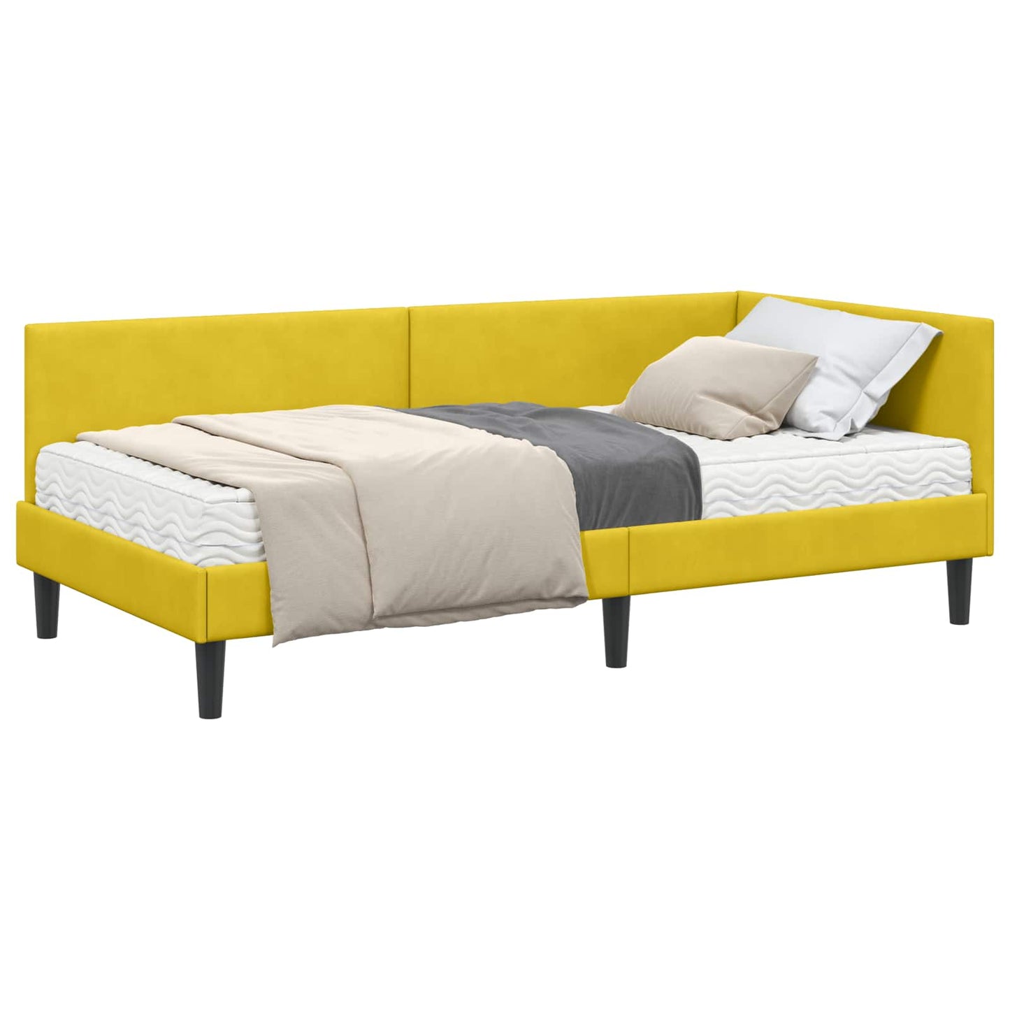 vidaXL Κρεβάτι γωνίας με στρώμα Άλλο με κεφαλάρι 2 pcs Κίτρινο Βελούδο