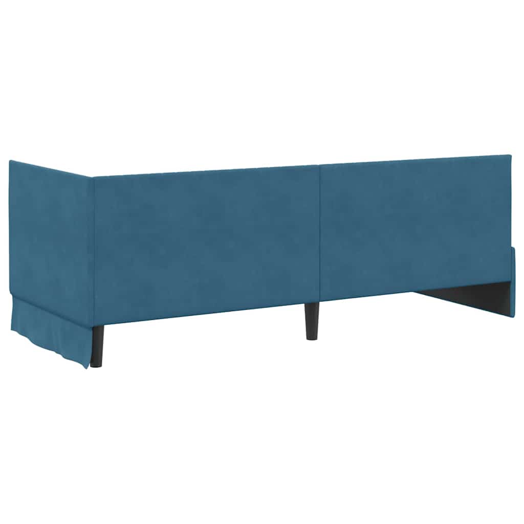 vidaXL Κρεβάτι γωνίας με στρώμα με κεφαλάρι 2 pcs Μπλε Βελούδο