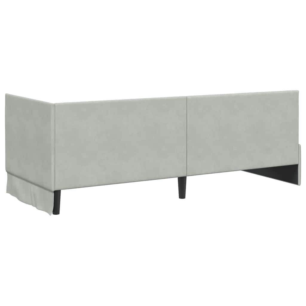 vidaXL Κρεβάτι γωνίας με στρώμα με κεφαλάρι 2 pcs Ανοιχτό γκρι Βελούδο