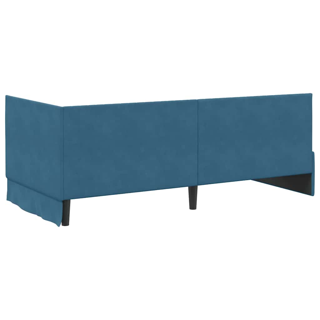 vidaXL Κρεβάτι γωνίας με στρώμα με κεφαλάρι 2 pcs Μπλε Βελούδο