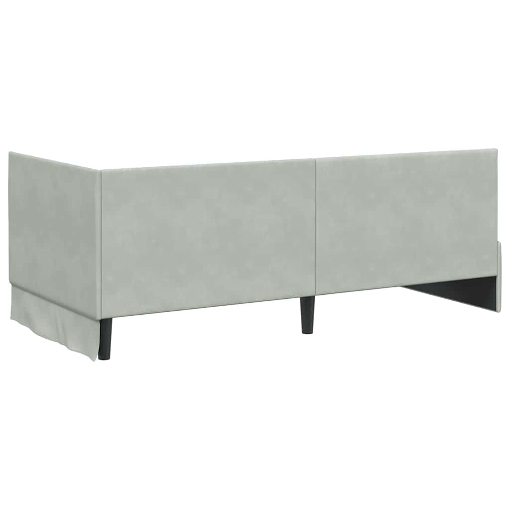 vidaXL Κρεβάτι γωνίας με στρώμα με κεφαλάρι 2 pcs Ανοιχτό γκρι Βελούδο