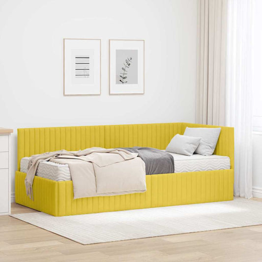 vidaXL Κρεβάτι γωνίας με στρώμα με κεφαλάρι 2 pcs Κίτρινο Βελούδο