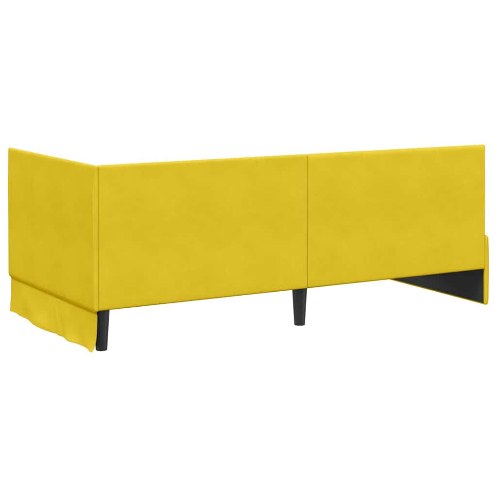 vidaXL Κρεβάτι γωνίας με στρώμα με κεφαλάρι 2 pcs Κίτρινο Βελούδο