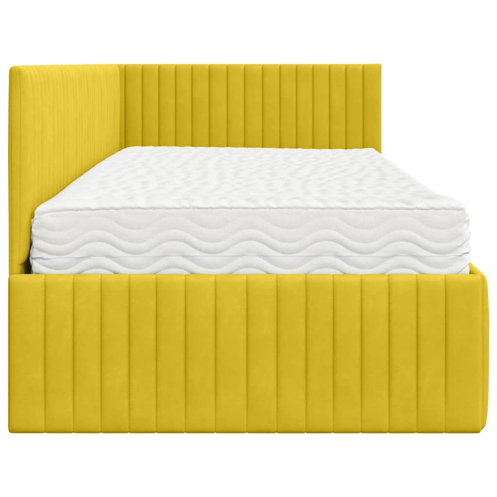 vidaXL Κρεβάτι γωνίας με στρώμα με κεφαλάρι 2 pcs Κίτρινο Βελούδο