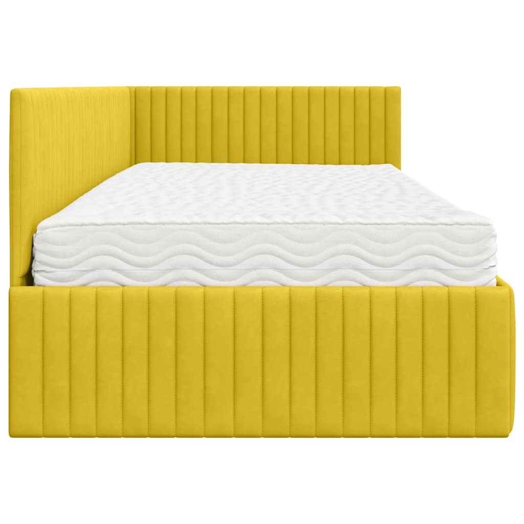 vidaXL Κρεβάτι γωνίας με στρώμα με κεφαλάρι 2 pcs Κίτρινο Βελούδο