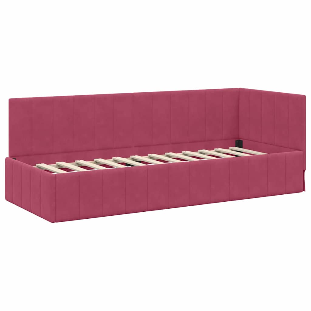 vidaXL Κρεβάτι γωνίας με στρώμα με κεφαλάρι 2 pcs Πράσινο Βελούδο