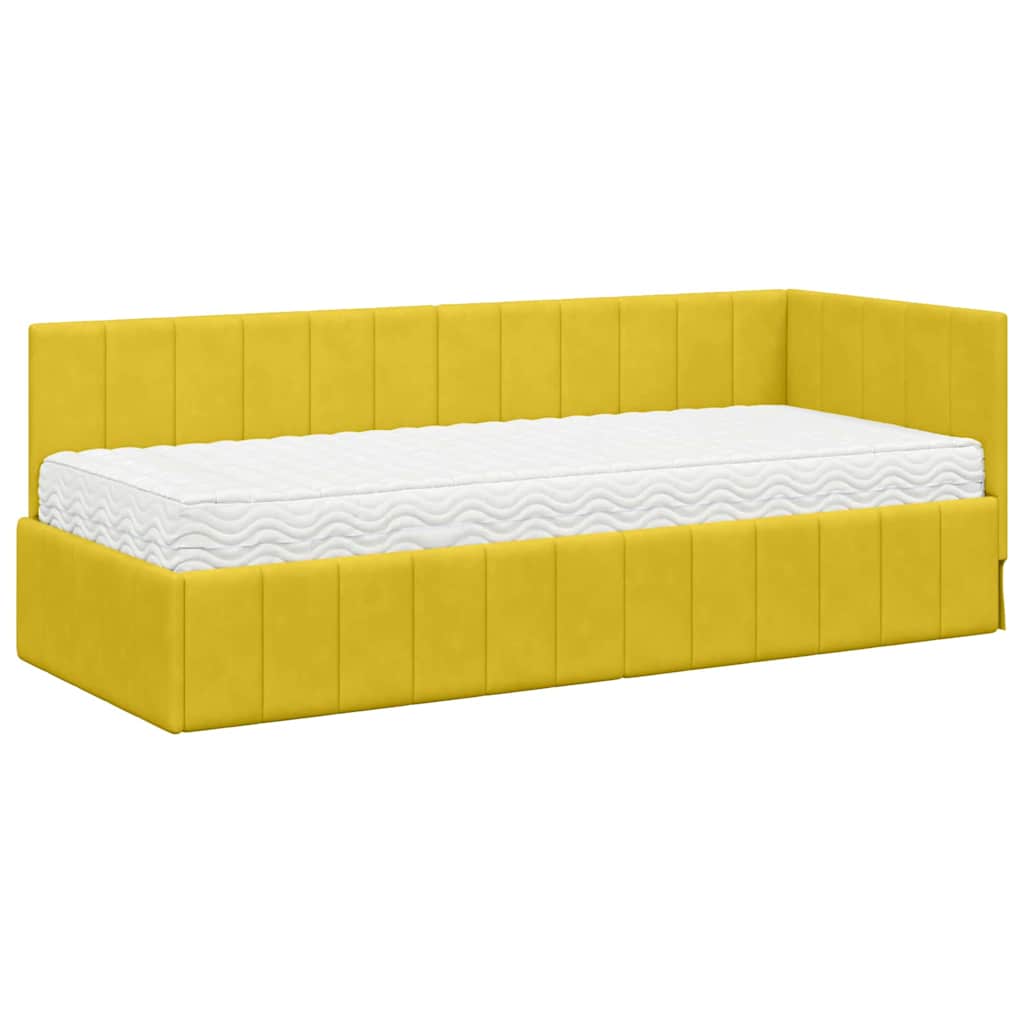 vidaXL Κρεβάτι γωνίας με στρώμα με κεφαλάρι 2 pcs Κίτρινο Βελούδο
