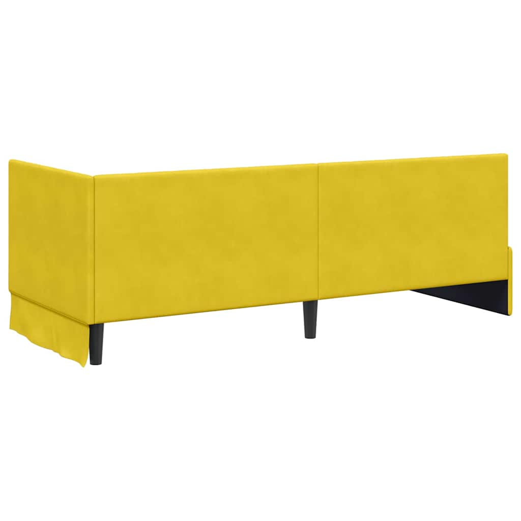 vidaXL Κρεβάτι γωνίας με στρώμα με κεφαλάρι 2 pcs Κίτρινο Βελούδο