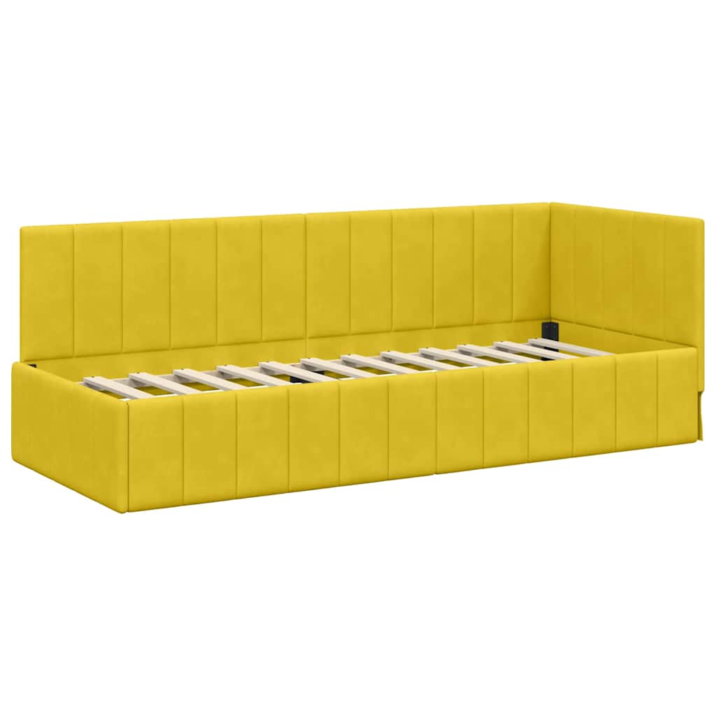 vidaXL Κρεβάτι γωνίας με στρώμα με κεφαλάρι 2 pcs Κίτρινο Βελούδο