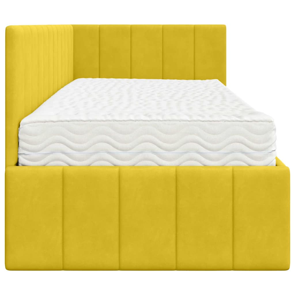 vidaXL Κρεβάτι γωνίας με στρώμα με κεφαλάρι 2 pcs Κίτρινο Βελούδο
