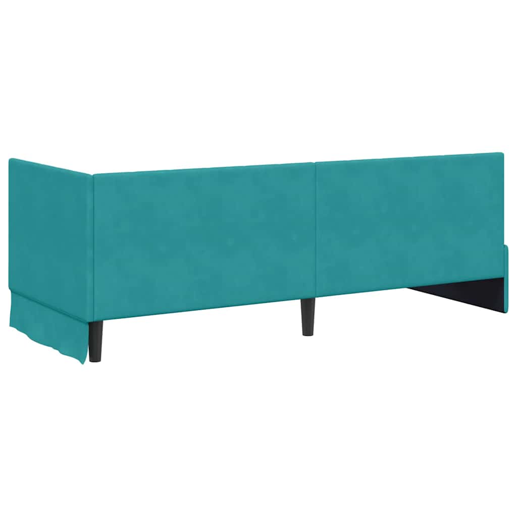 vidaXL Κρεβάτι γωνίας με στρώμα με κεφαλάρι 2 pcs Τιρκουάζ Βελούδο