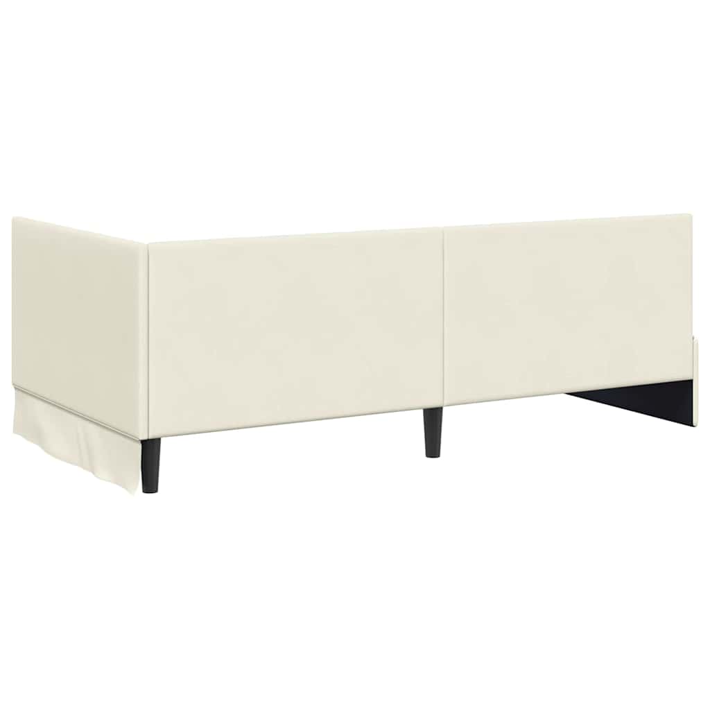 vidaXL Κρεβάτι γωνίας με στρώμα με κεφαλάρι 2 pcs Κρεμ Βελούδο