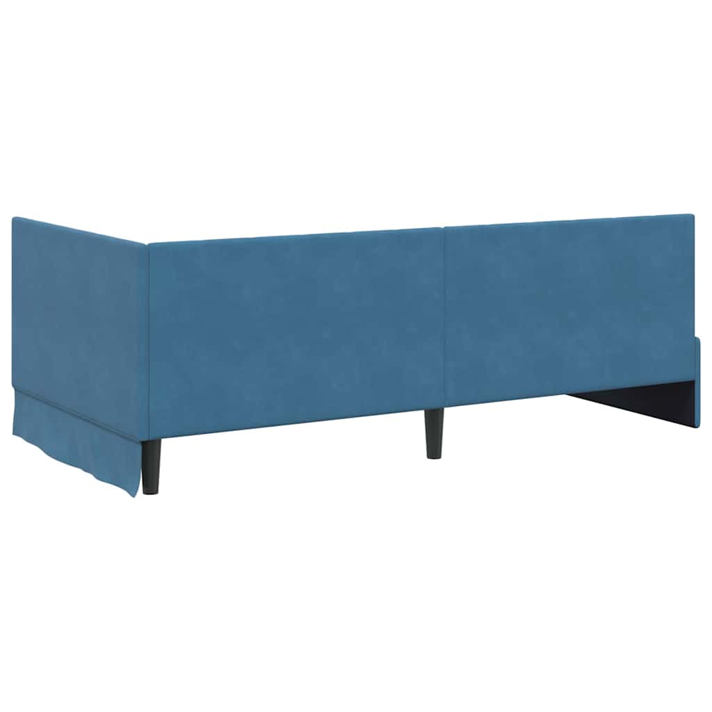 vidaXL Κρεβάτι γωνίας με στρώμα με κεφαλάρι 2 pcs Μπλε Βελούδο