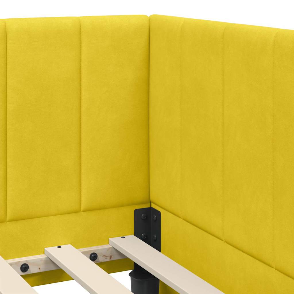vidaXL Κρεβάτι γωνίας με στρώμα με κεφαλάρι 2 pcs Κίτρινο Βελούδο