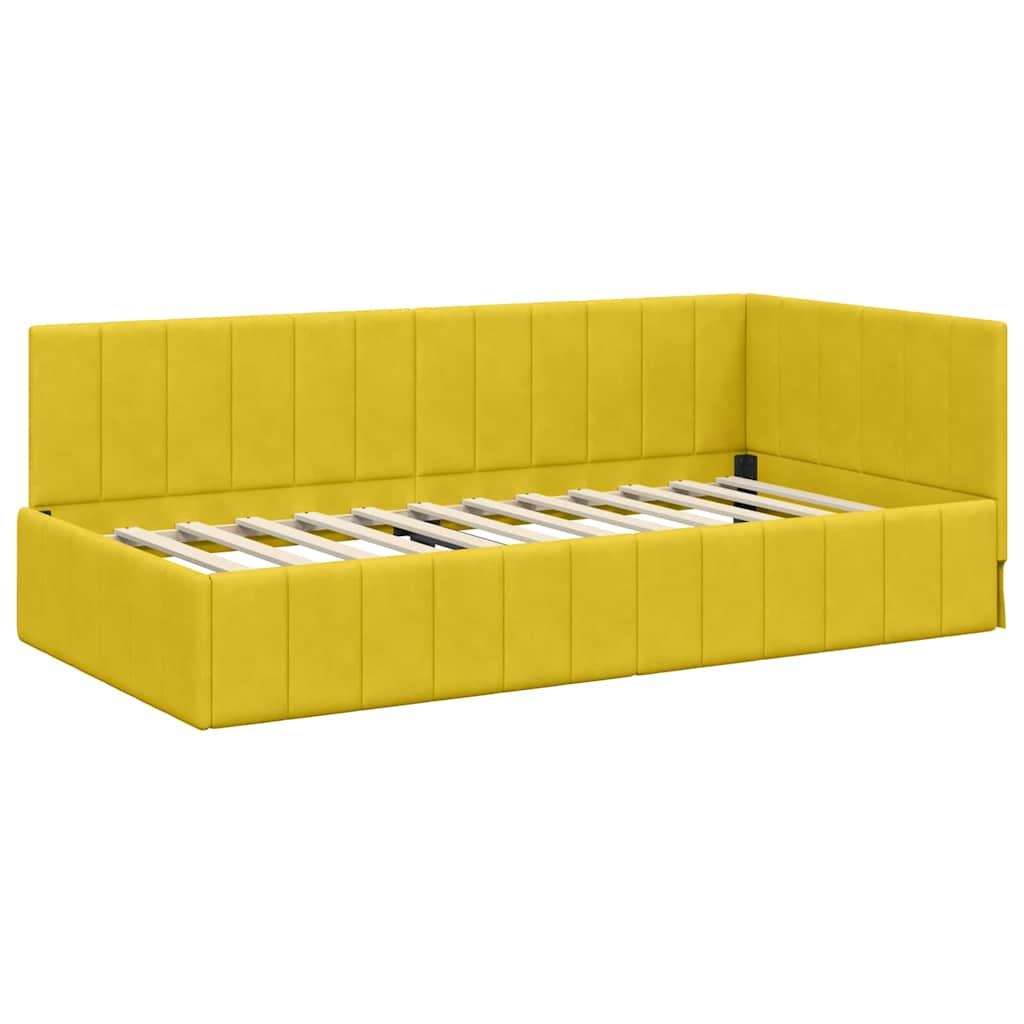 vidaXL Κρεβάτι γωνίας με στρώμα με κεφαλάρι 2 pcs Κίτρινο Βελούδο