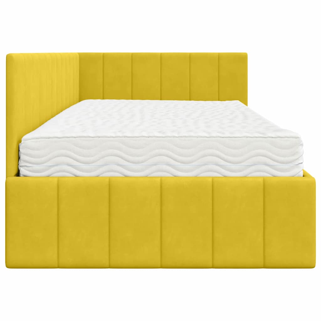 vidaXL Κρεβάτι γωνίας με στρώμα με κεφαλάρι 2 pcs Κίτρινο Βελούδο
