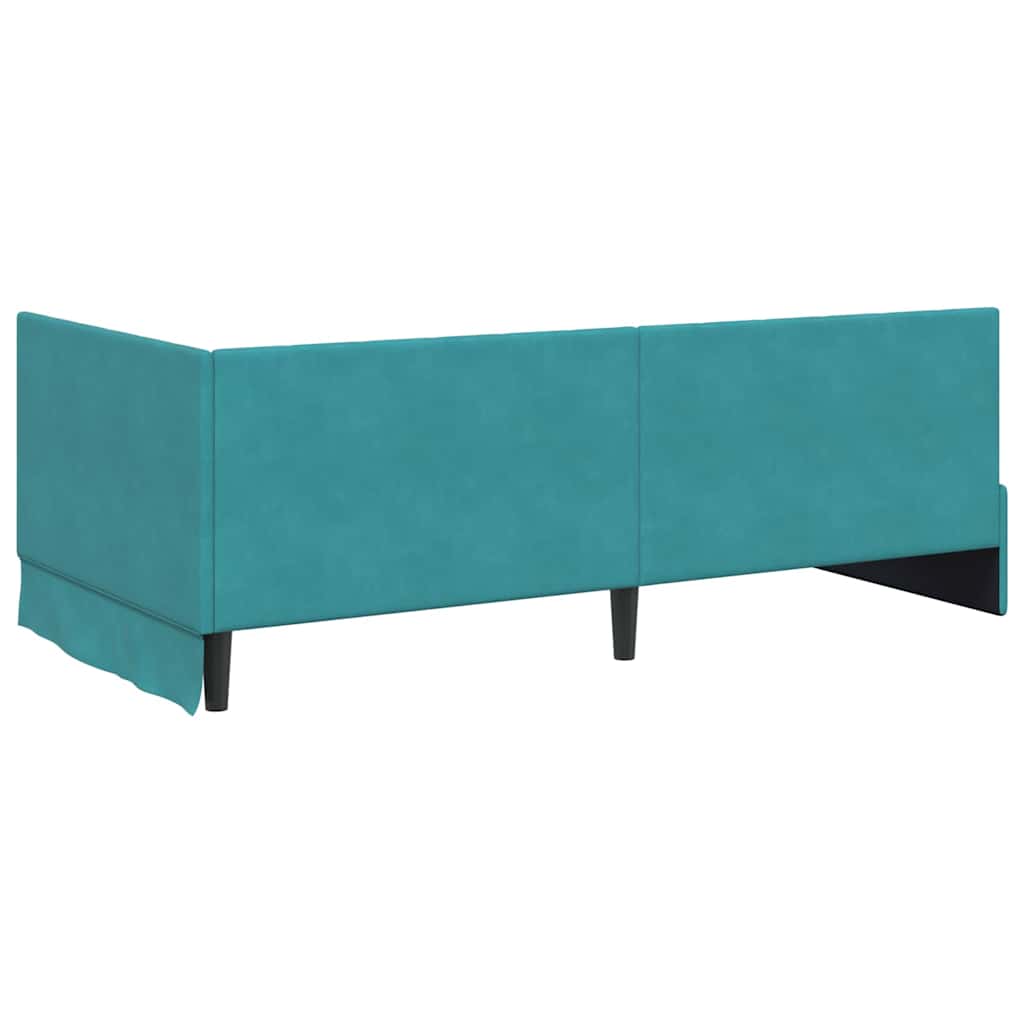 vidaXL Κρεβάτι γωνίας με στρώμα με κεφαλάρι 2 pcs Τιρκουάζ Βελούδο