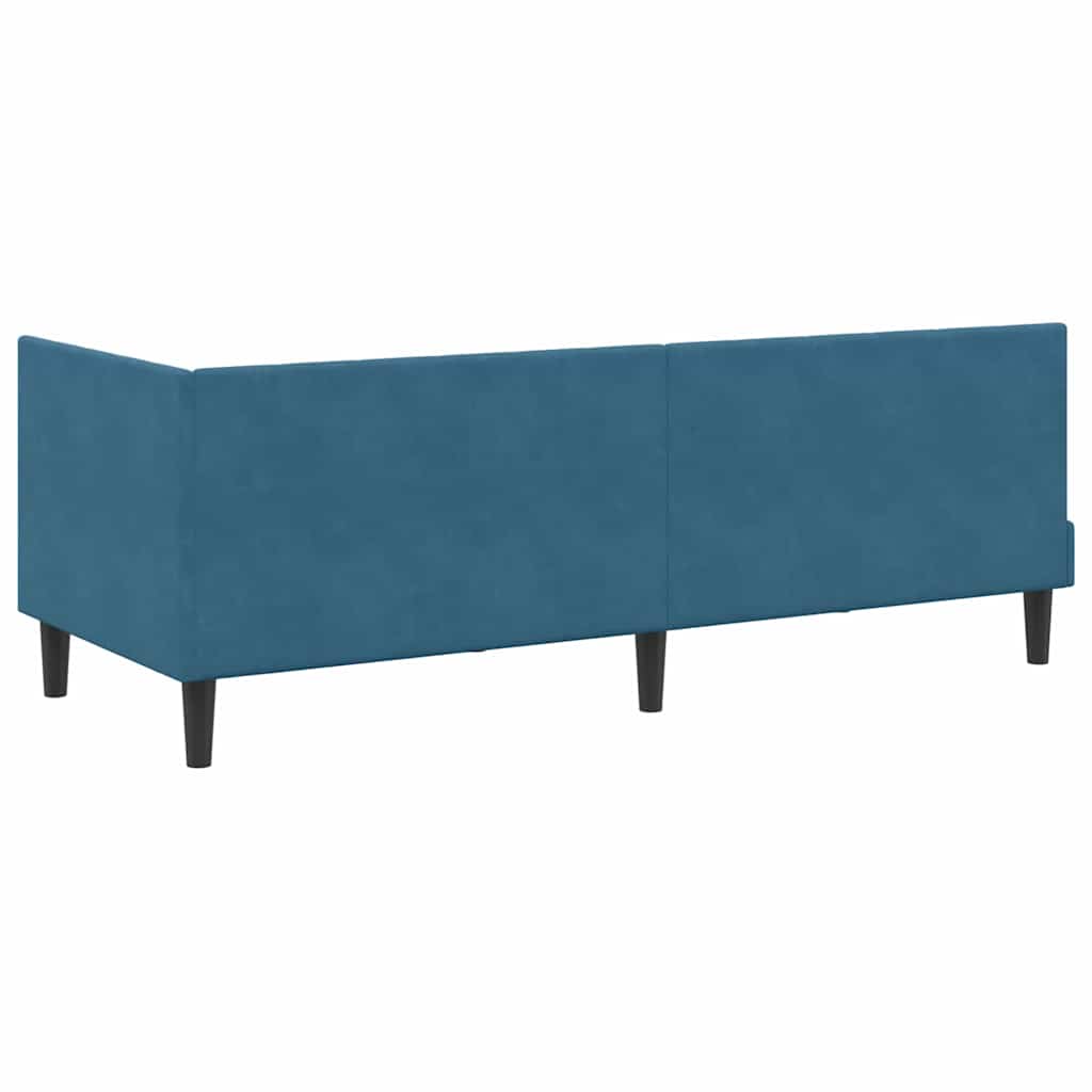 vidaXL Κρεβάτι γωνίας με στρώμα με κεφαλάρι 2 pcs Μπλε Βελούδο