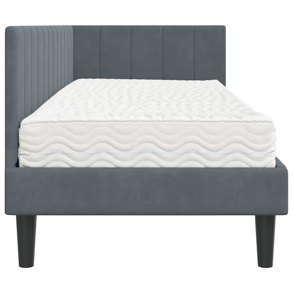 vidaXL Κρεβάτι γωνίας με στρώμα με στρώμα 2 pcs Γκρι Βελούδο