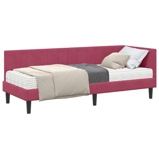 vidaXL Κρεβάτι γωνίας με στρώμα με κεφαλάρι 2 pcs Πράσινο Βελούδο