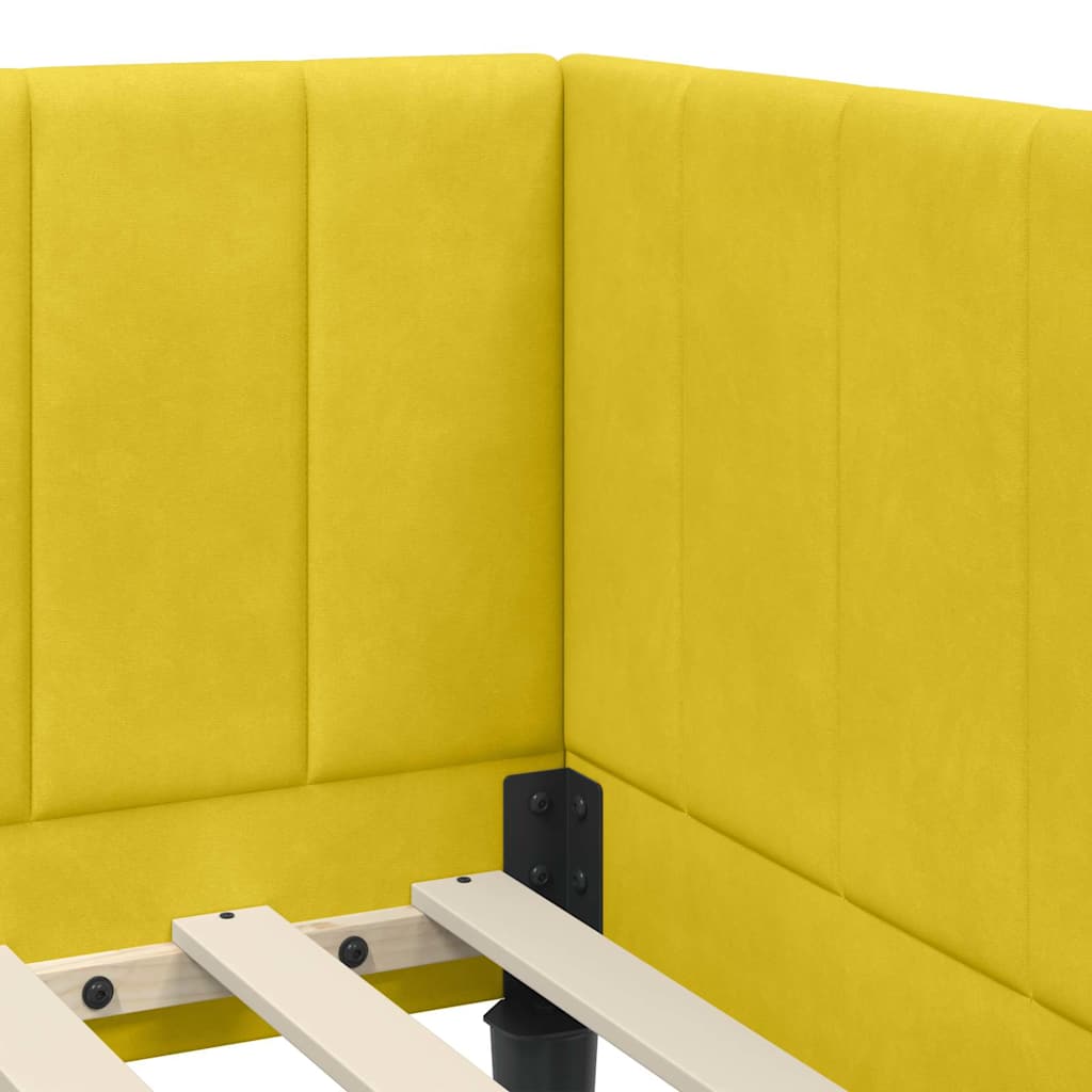 vidaXL Κρεβάτι γωνίας με στρώμα με κεφαλάρι 2 pcs Κίτρινο Βελούδο