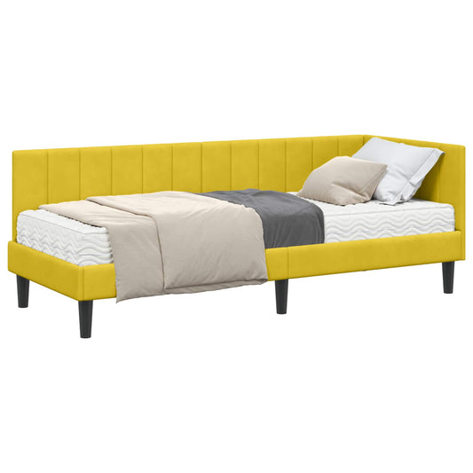 vidaXL Κρεβάτι γωνίας με στρώμα με κεφαλάρι 2 pcs Κίτρινο Βελούδο