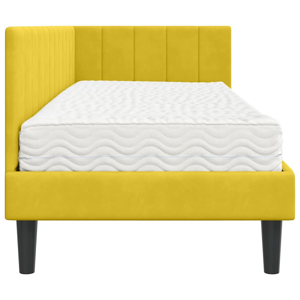 vidaXL Κρεβάτι γωνίας με στρώμα με κεφαλάρι 2 pcs Κίτρινο Βελούδο