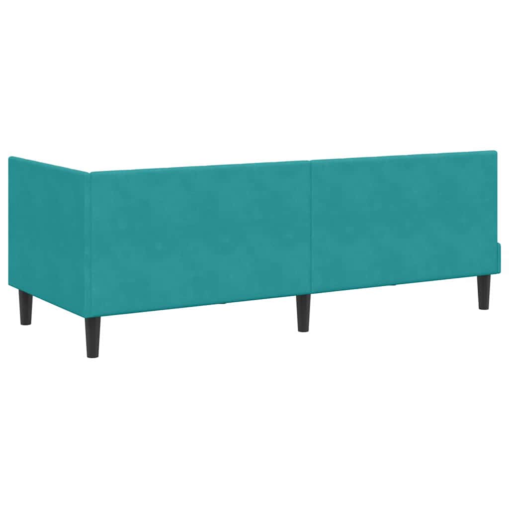 vidaXL Κρεβάτι γωνίας με στρώμα με κεφαλάρι 2 pcs Τιρκουάζ Βελούδο