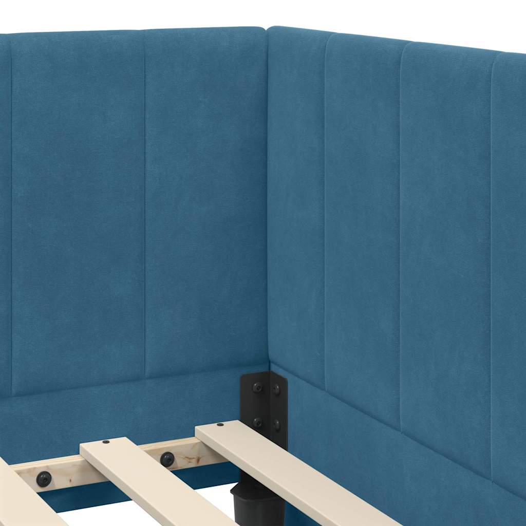 vidaXL Κρεβάτι γωνίας με στρώμα με κεφαλάρι 2 pcs Μπλε Βελούδο