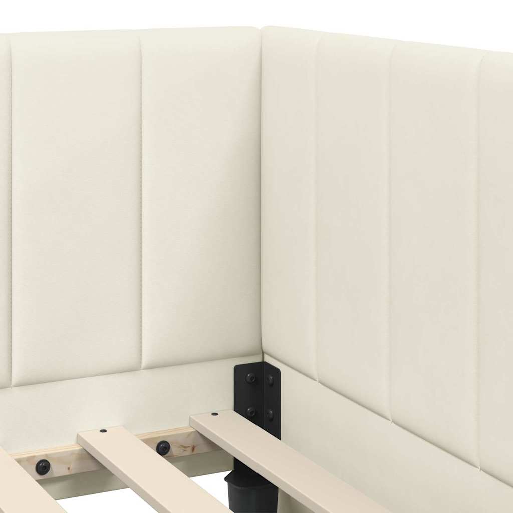 vidaXL Κρεβάτι γωνίας με στρώμα με κεφαλάρι 2 pcs Κρεμ Βελούδο