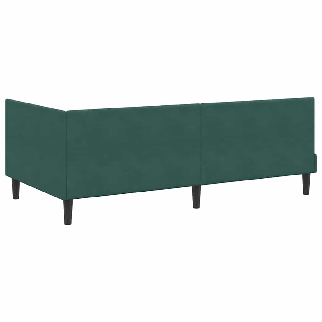 vidaXL Κρεβάτι γωνίας με στρώμα με κεφαλάρι 2 pcs Πράσινο Βελούδο