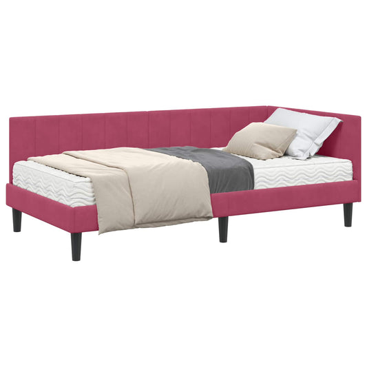 vidaXL Κρεβάτι γωνίας με στρώμα με κεφαλάρι 2 pcs Πράσινο Βελούδο