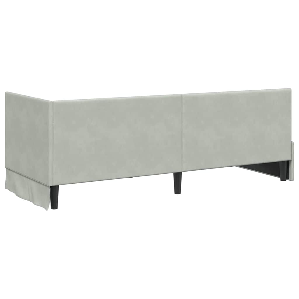 vidaXL Κρεβάτι γωνίας με στρώμα με κεφαλάρι 2 pcs Ανοιχτό γκρι Βελούδο