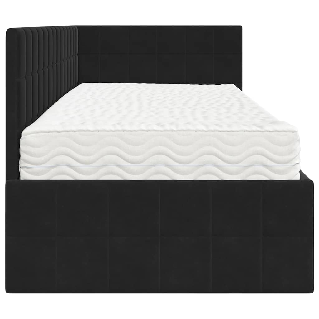 vidaXL Κρεβάτι γωνίας με στρώμα με κεφαλάρι 2 pcs Μαύρο Βελούδο