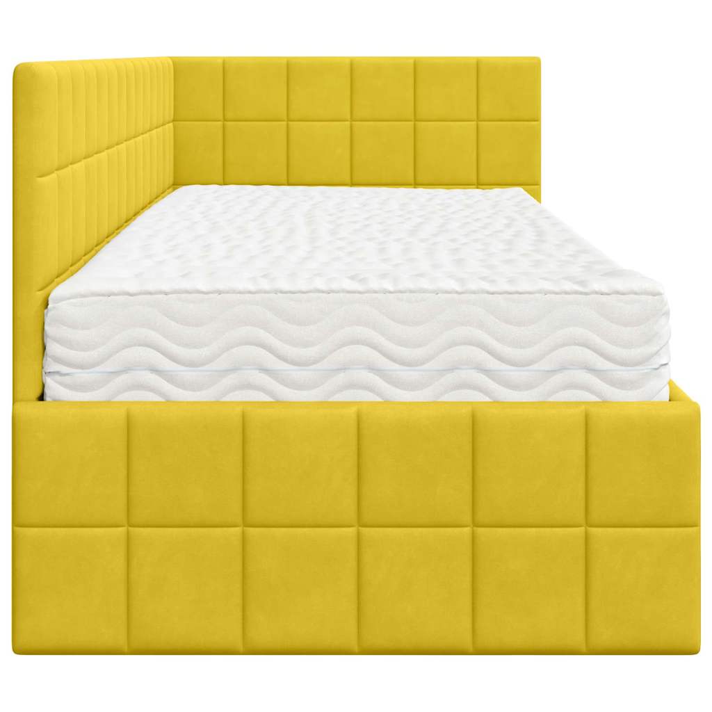 vidaXL Κρεβάτι γωνίας με στρώμα με κεφαλάρι 2 pcs Κίτρινο Βελούδο