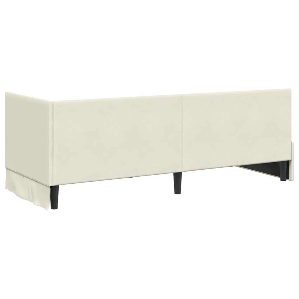 vidaXL Κρεβάτι γωνίας με στρώμα με κεφαλάρι 2 pcs Κρεμ Βελούδο