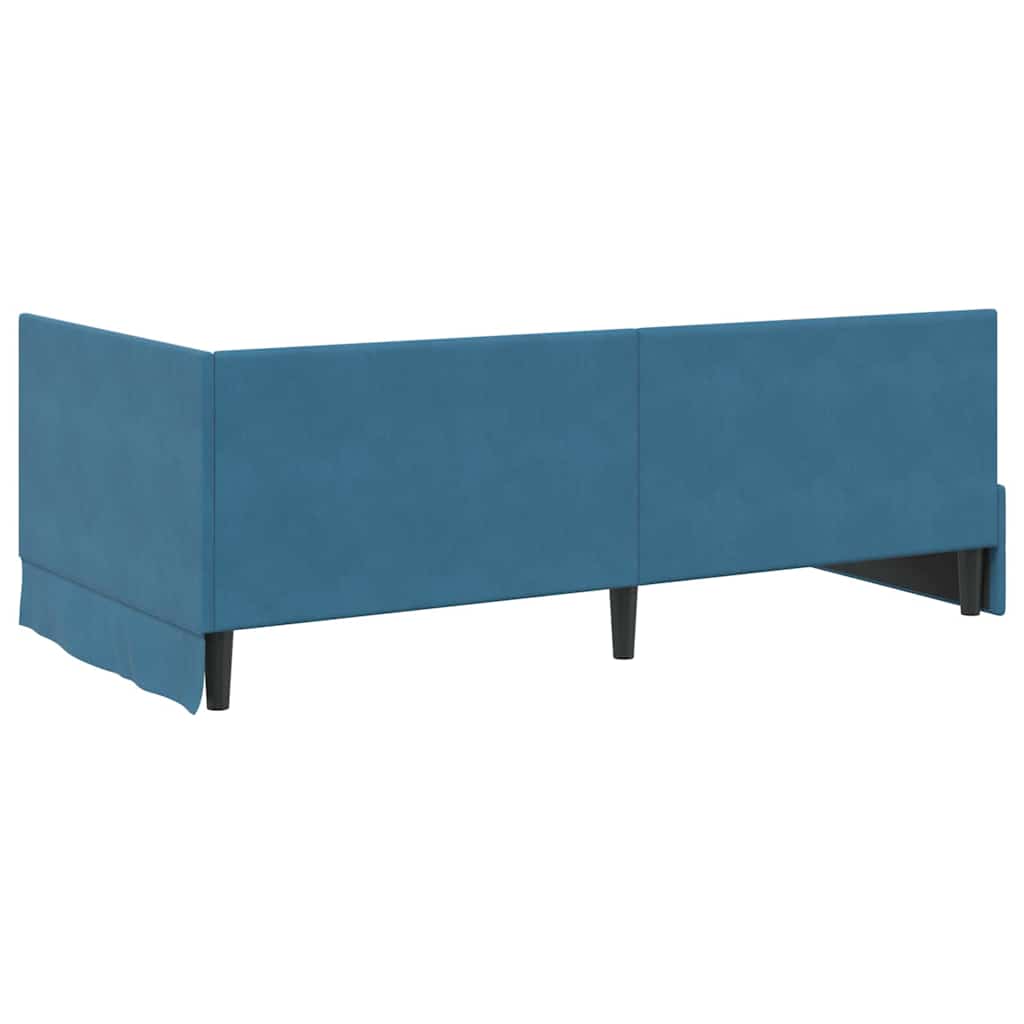 vidaXL Κρεβάτι γωνίας με στρώμα με κεφαλάρι 2 pcs Μπλε Βελούδο