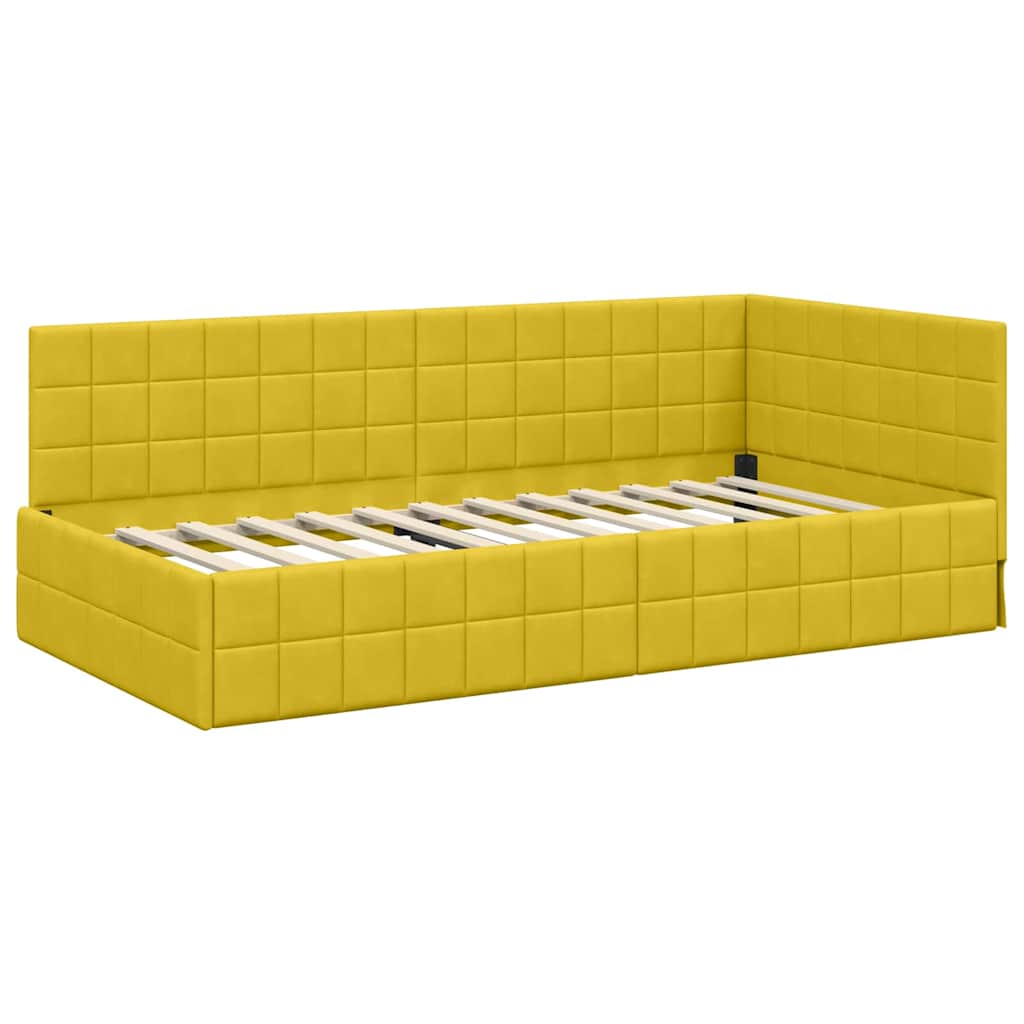 vidaXL Κρεβάτι γωνίας με στρώμα με κεφαλάρι 2 pcs Κίτρινο Βελούδο