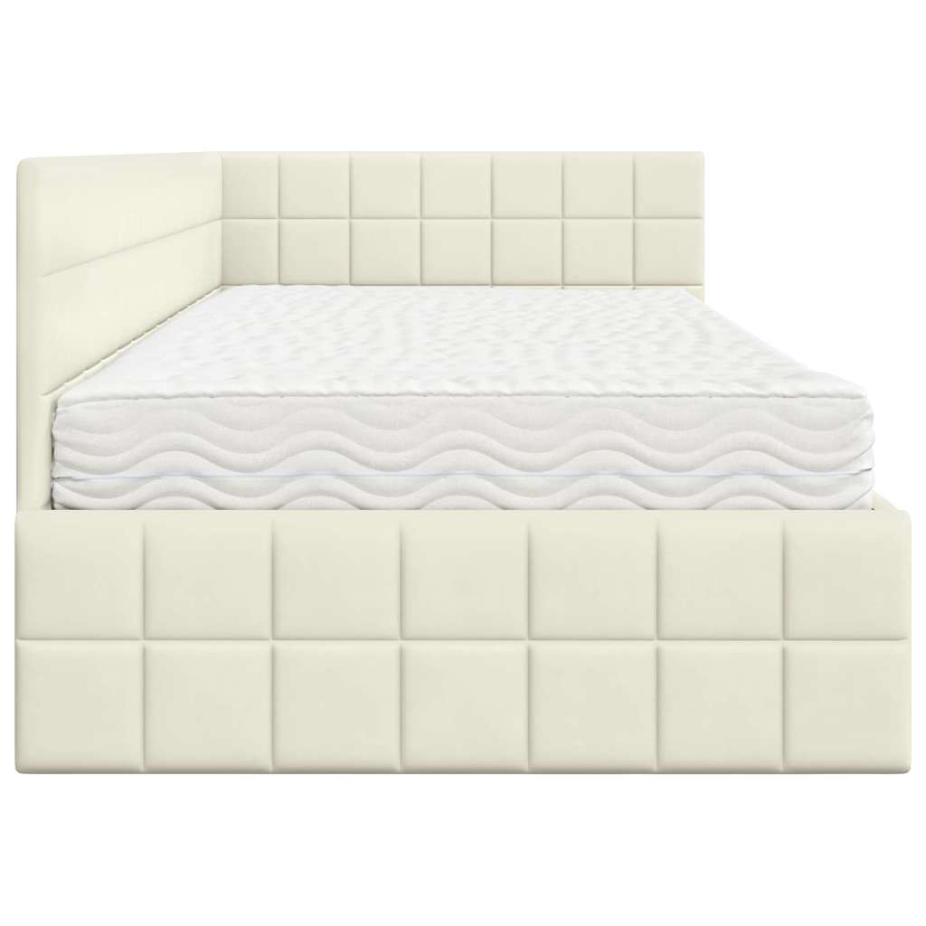vidaXL Κρεβάτι γωνίας με στρώμα 2 τμχ. Κρεμ 90 x 200 cm Βελούδο