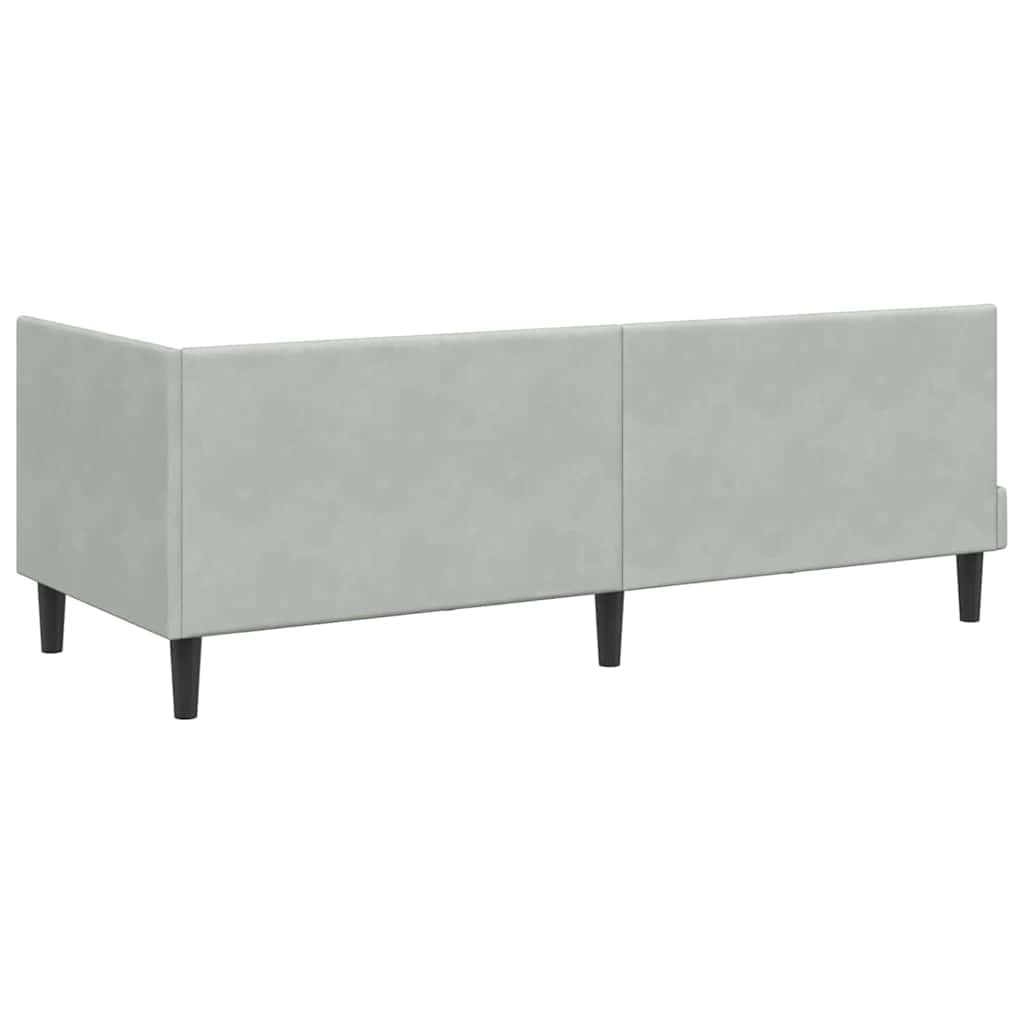 vidaXL Κρεβάτι γωνίας με στρώμα με κεφαλάρι 2 pcs Ανοιχτό γκρι Βελούδο
