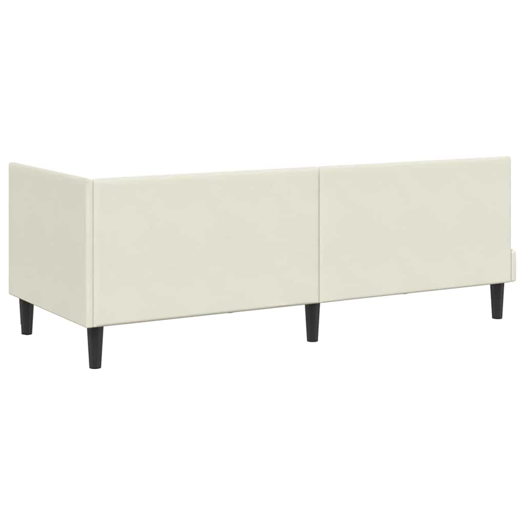 vidaXL Κρεβάτι γωνίας με στρώμα με κεφαλάρι 2 pcs Κρεμ Βελούδο