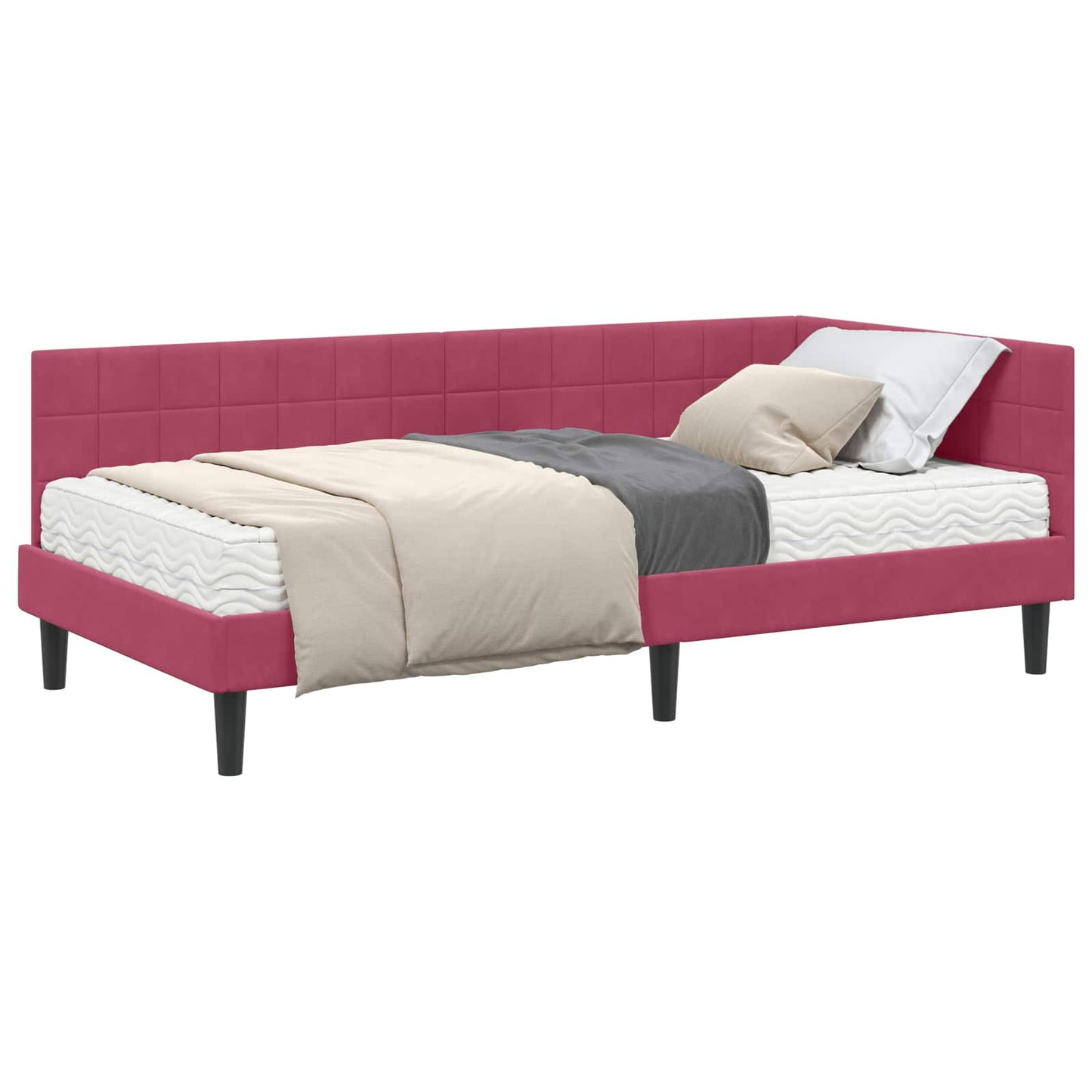 vidaXL Κρεβάτι γωνίας με στρώμα με κεφαλάρι 2 pcs Πράσινο Βελούδο